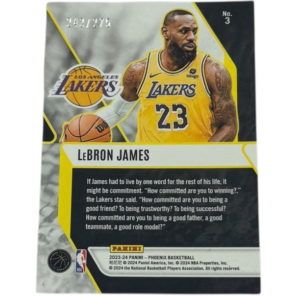 LeBron James 2023 2024 Panini Phoenix Basketball Card 242 275 Fade to Black - Picture 2 of 3